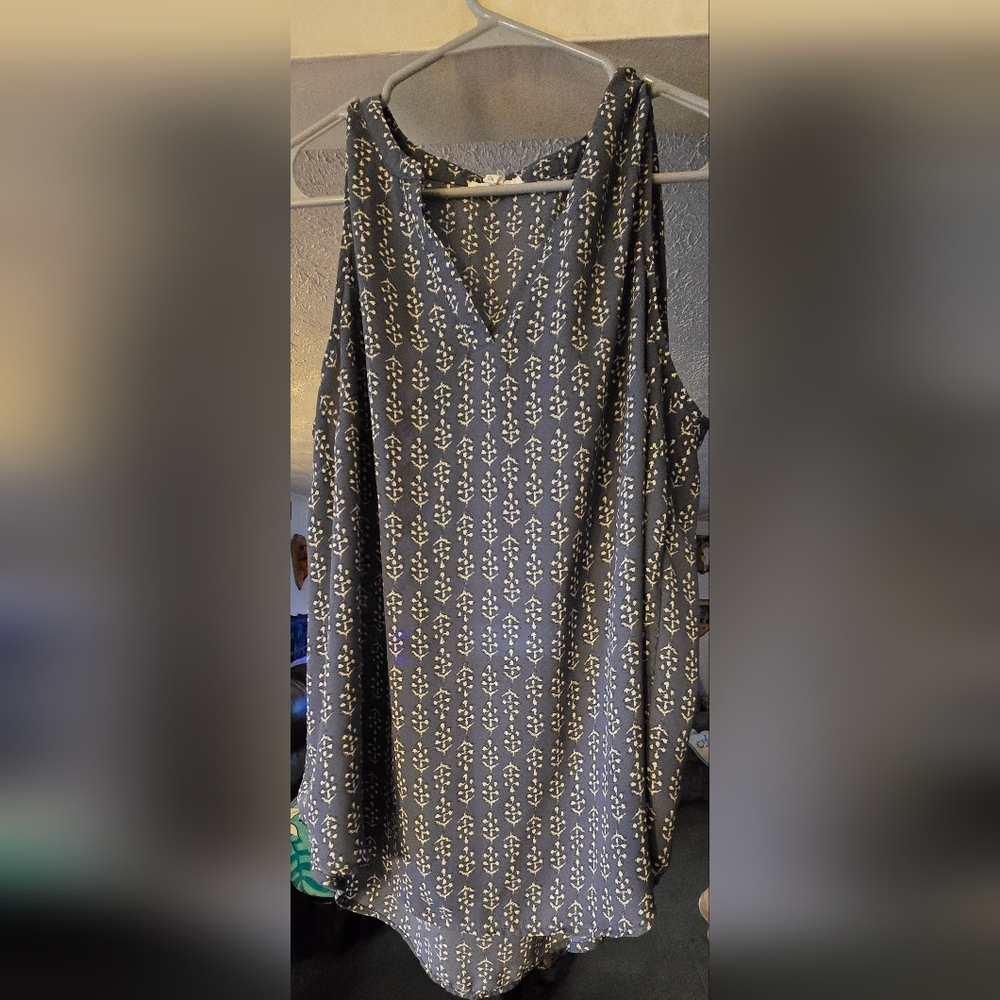 Blue/Grey Sleeveless Top